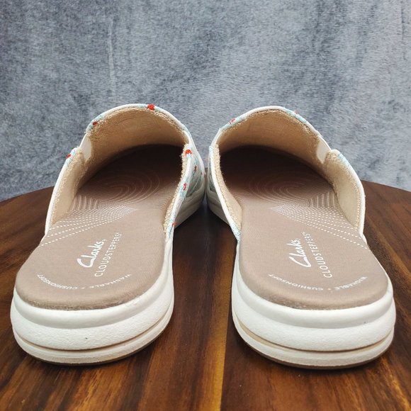 Clarks Mules Sandals Women's 10 Narrow Floral Breeze Shore Slip On Comfort Shoes - Picture 4 of 8